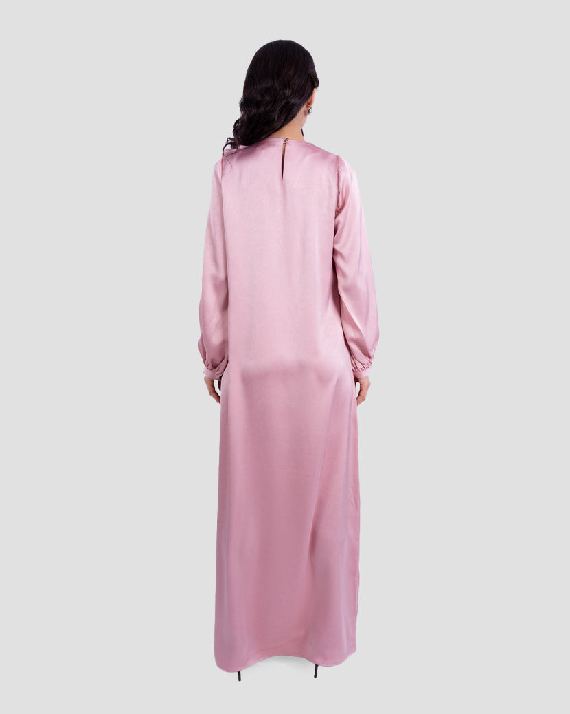 SATIN DRAPED MAXI DRESS WITH MATCHING SCARF