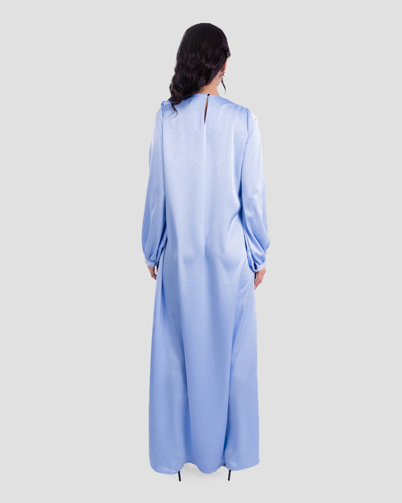 SATIN DRAPED MAXI DRESS WITH MATCHING SCARF