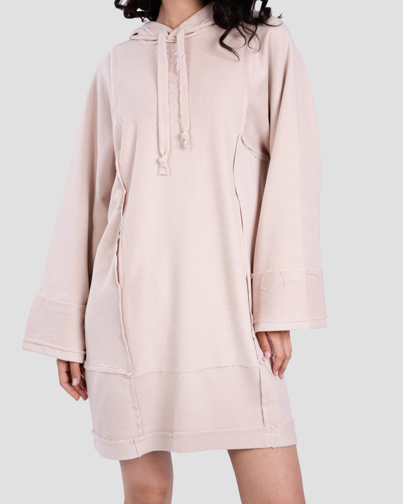 فستان سويت شيرت بغطاء رأس كبير الحجم