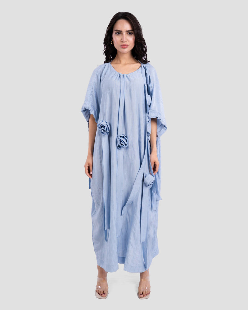 LONG DRESS OVERSIZED WITH 3D FLOWERS