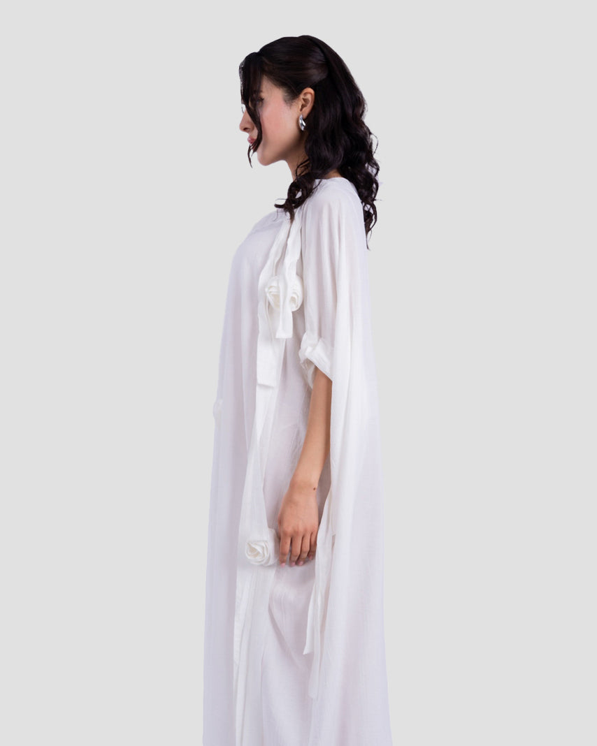 LONG DRESS OVERSIZED WITH 3D FLOWERS