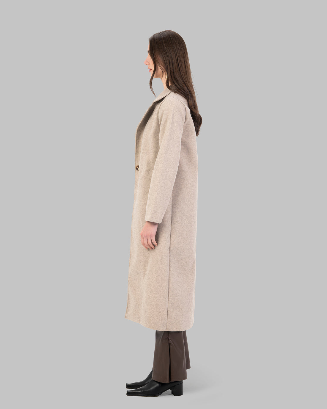 Long slime Wool-Blend Coat,Maxi length