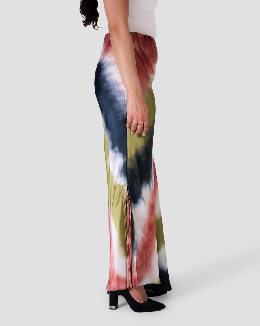 تنورة ساتان متوسطة الطول