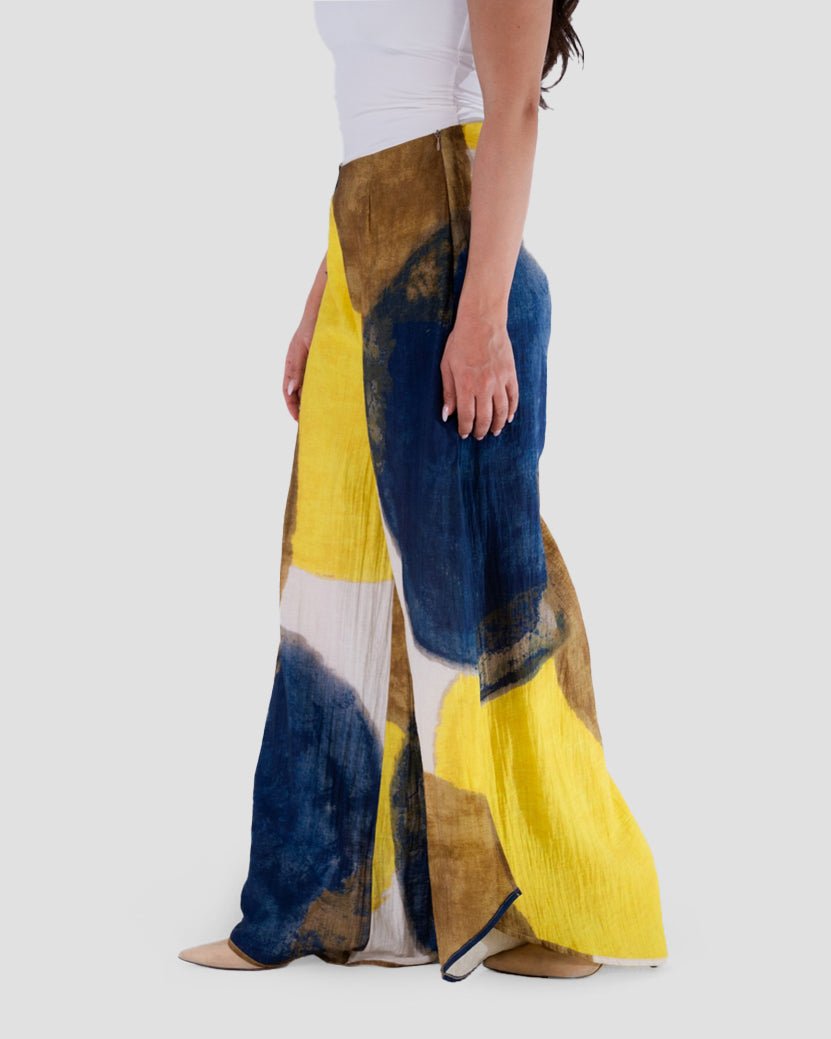 PRINTED WIDE-LEG TROUSERS