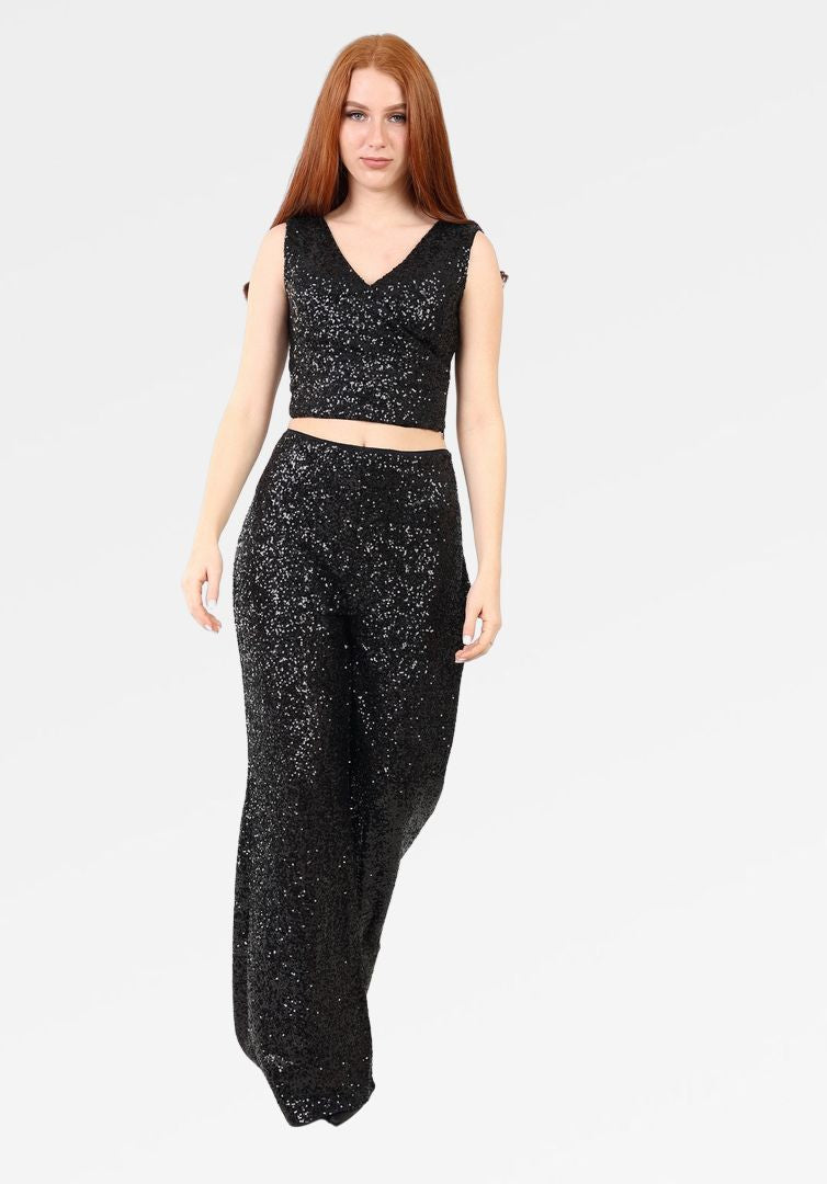 SEQUINNED HALTER TOP