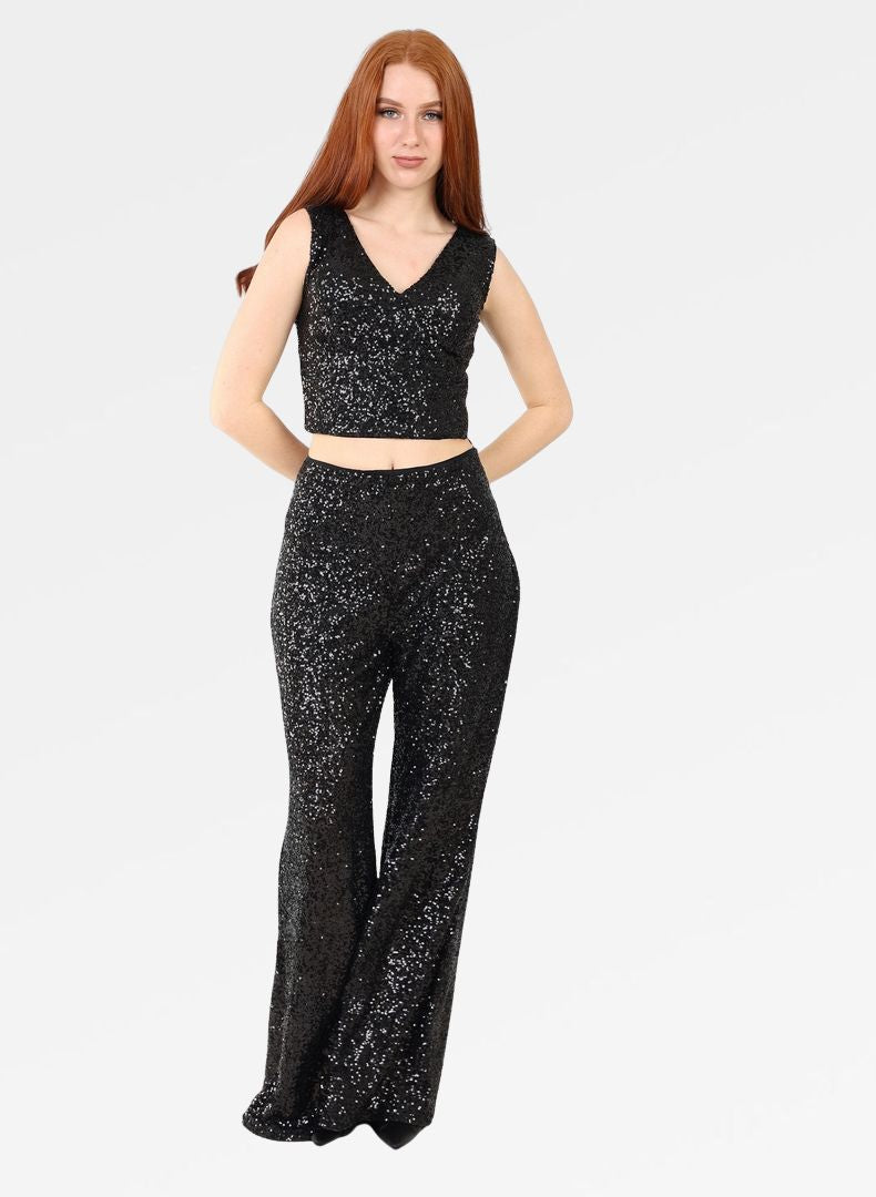 SEQUINNED HALTER TOP