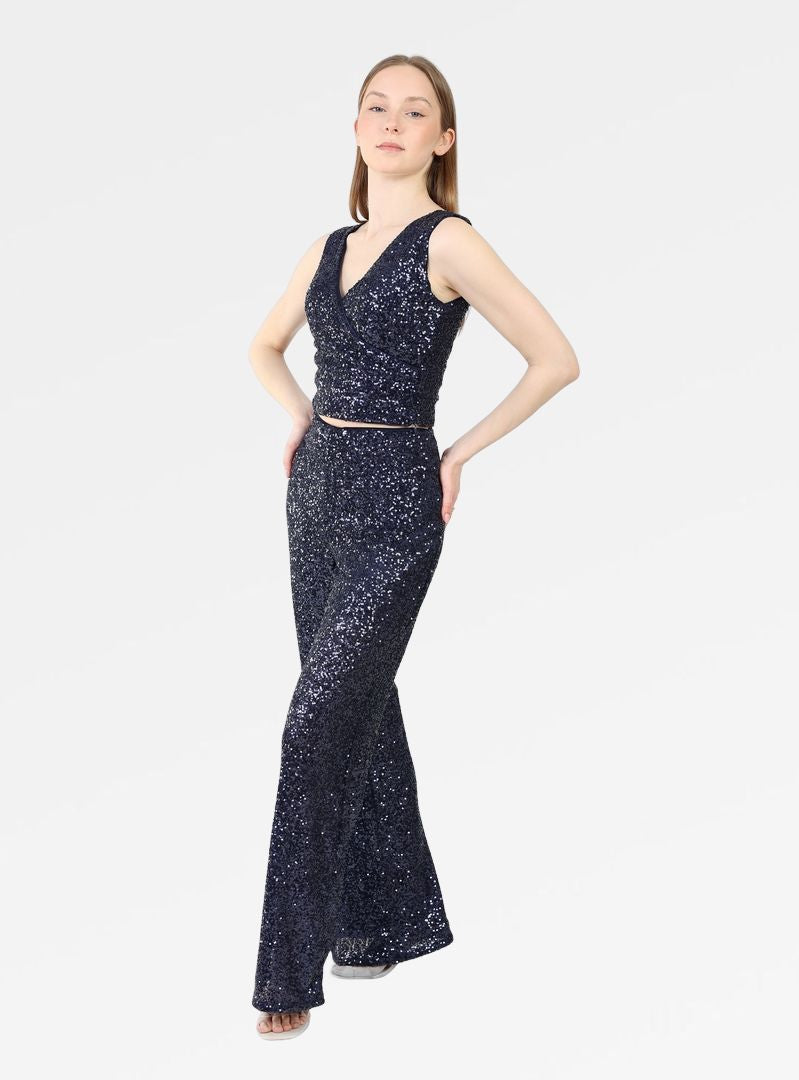 SEQUINNED HALTER TOP