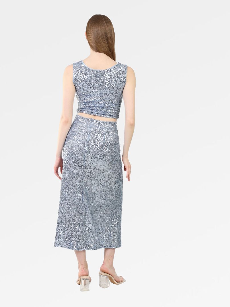 SEQUINNED HALTER TOP