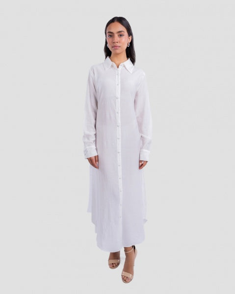 LONG POPLIN SHIRT DRESS