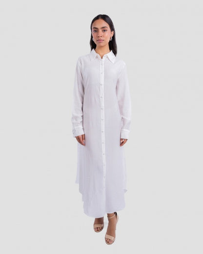 LONG POPLIN SHIRT DRESS