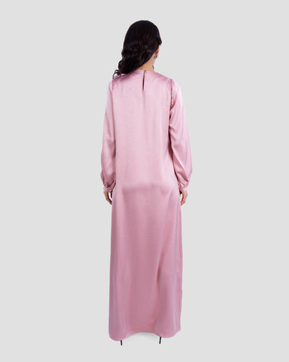 SATIN DRAPED MAXI DRESS WITH MATCHING SCARF