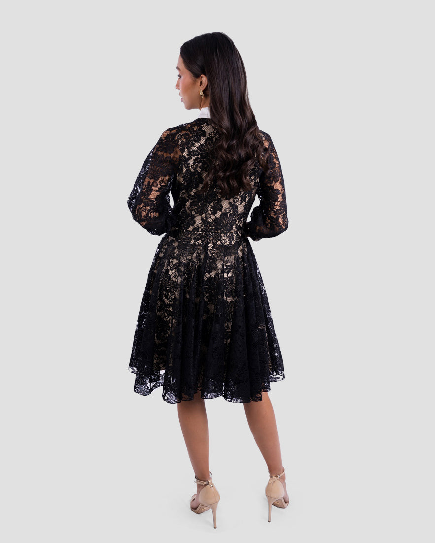 LACE DRESS WITH CONTRAST BOW