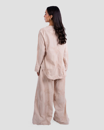 TEXTURED BLOUSE WITH V-NECKLINE