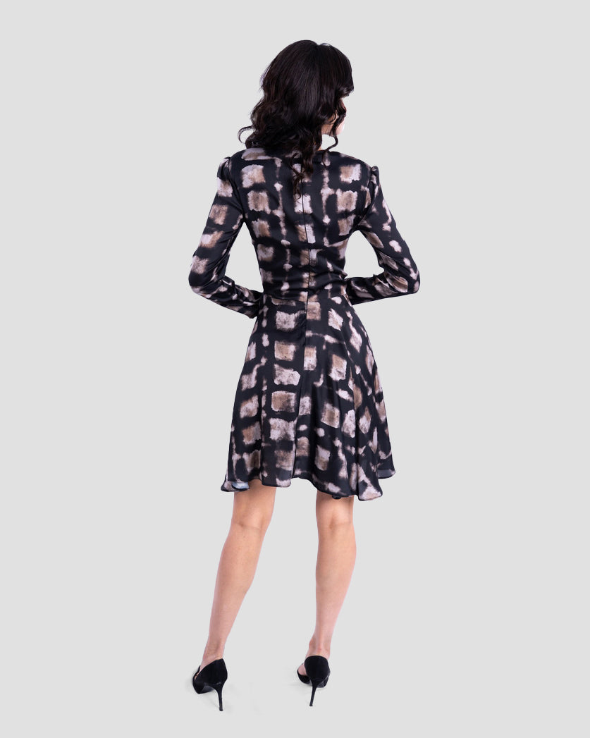PRINTED DRESS WITH SIDE DRAPING