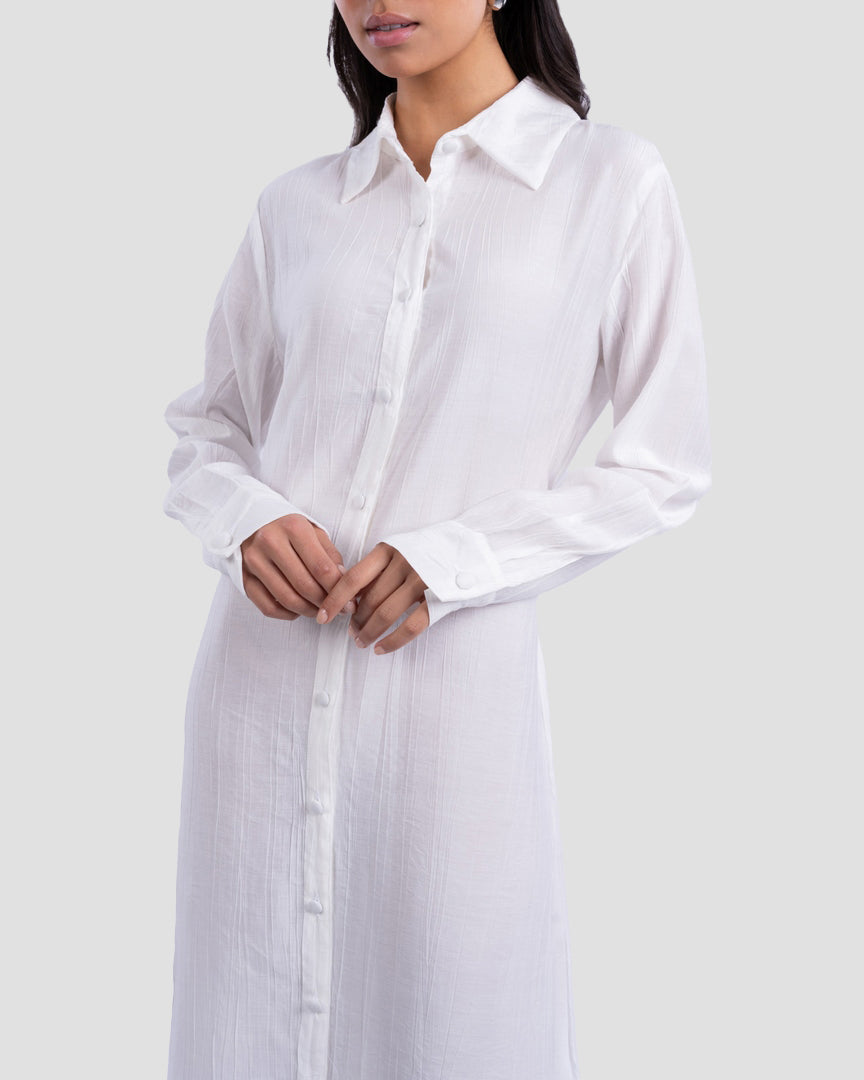 LONG POPLIN SHIRT DRESS