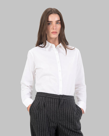 High-Waist Pinstripe Straight  Trousers with Front Pleats.