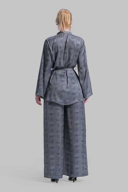 Long sleeve Cardigan with a wrap-style front.