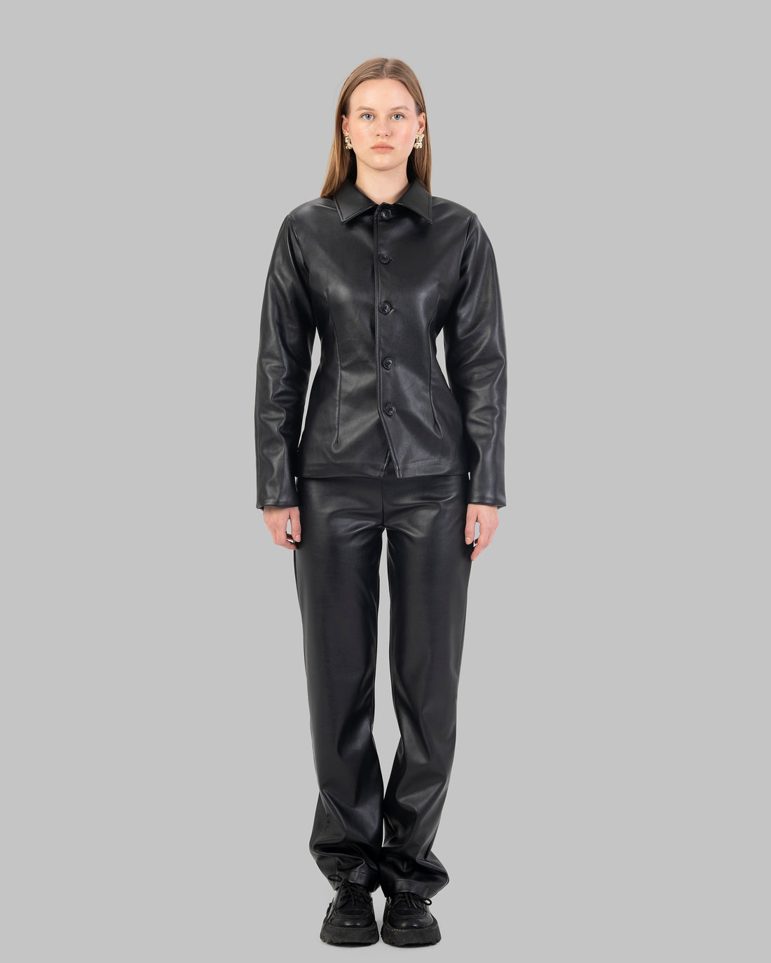 Straight Full-Length Leather Pants