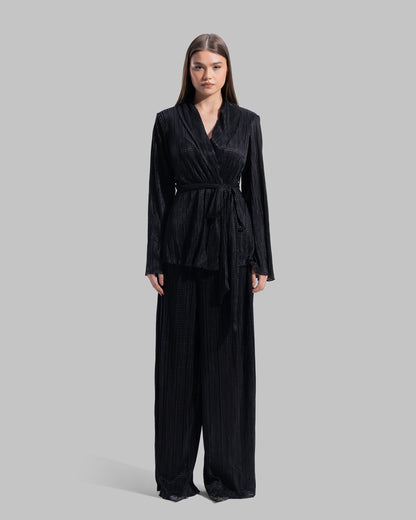 V-neck wrap Cardigan with long sleeves.