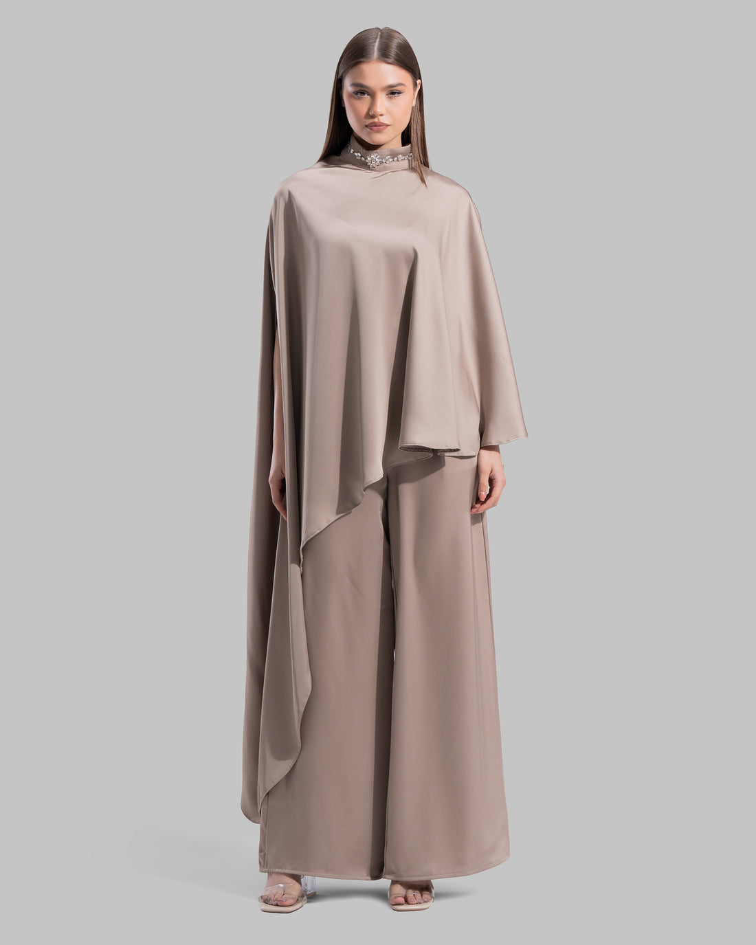 Asymmetric Satin Cape
