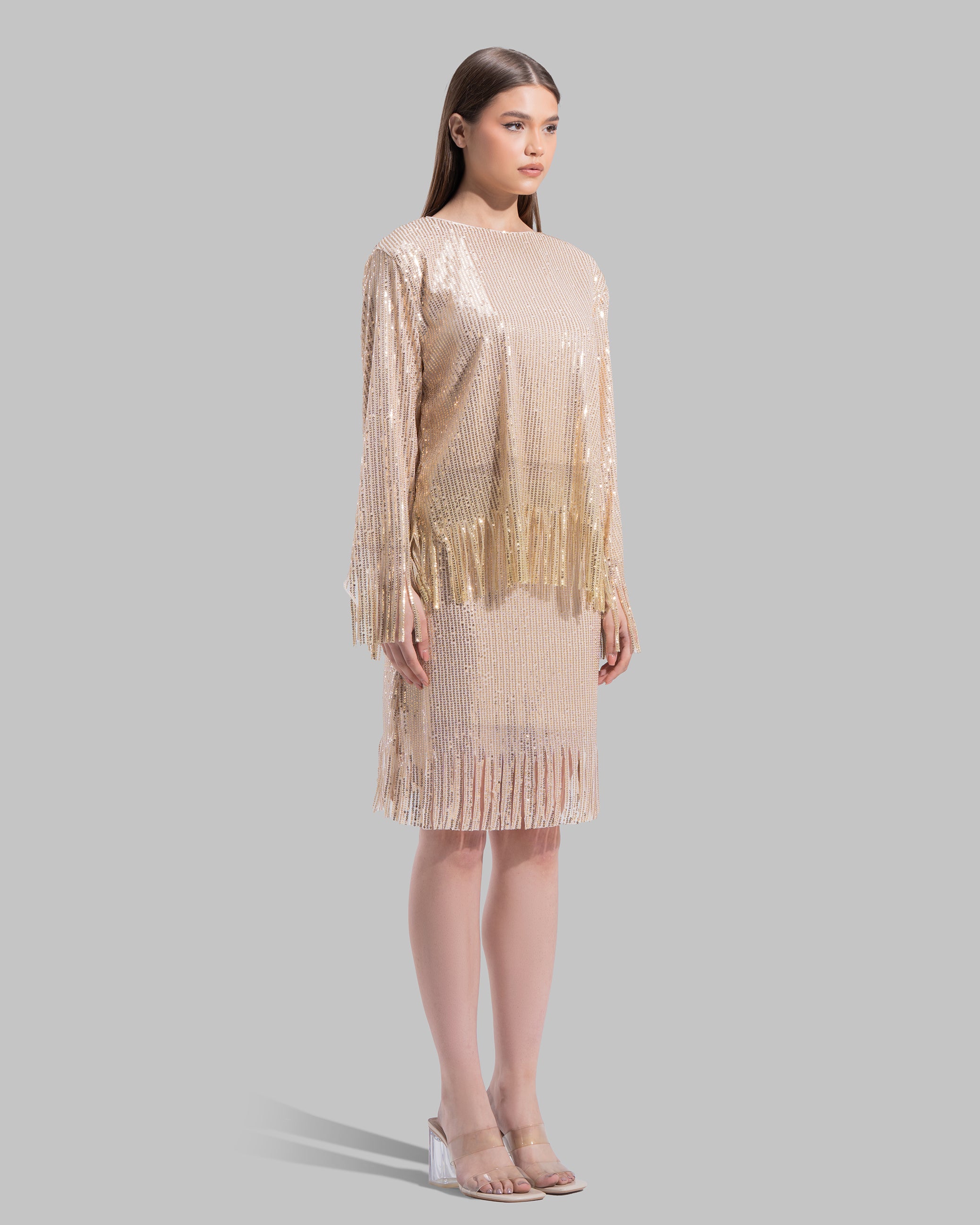 Round neck Blouse with long sleeves.