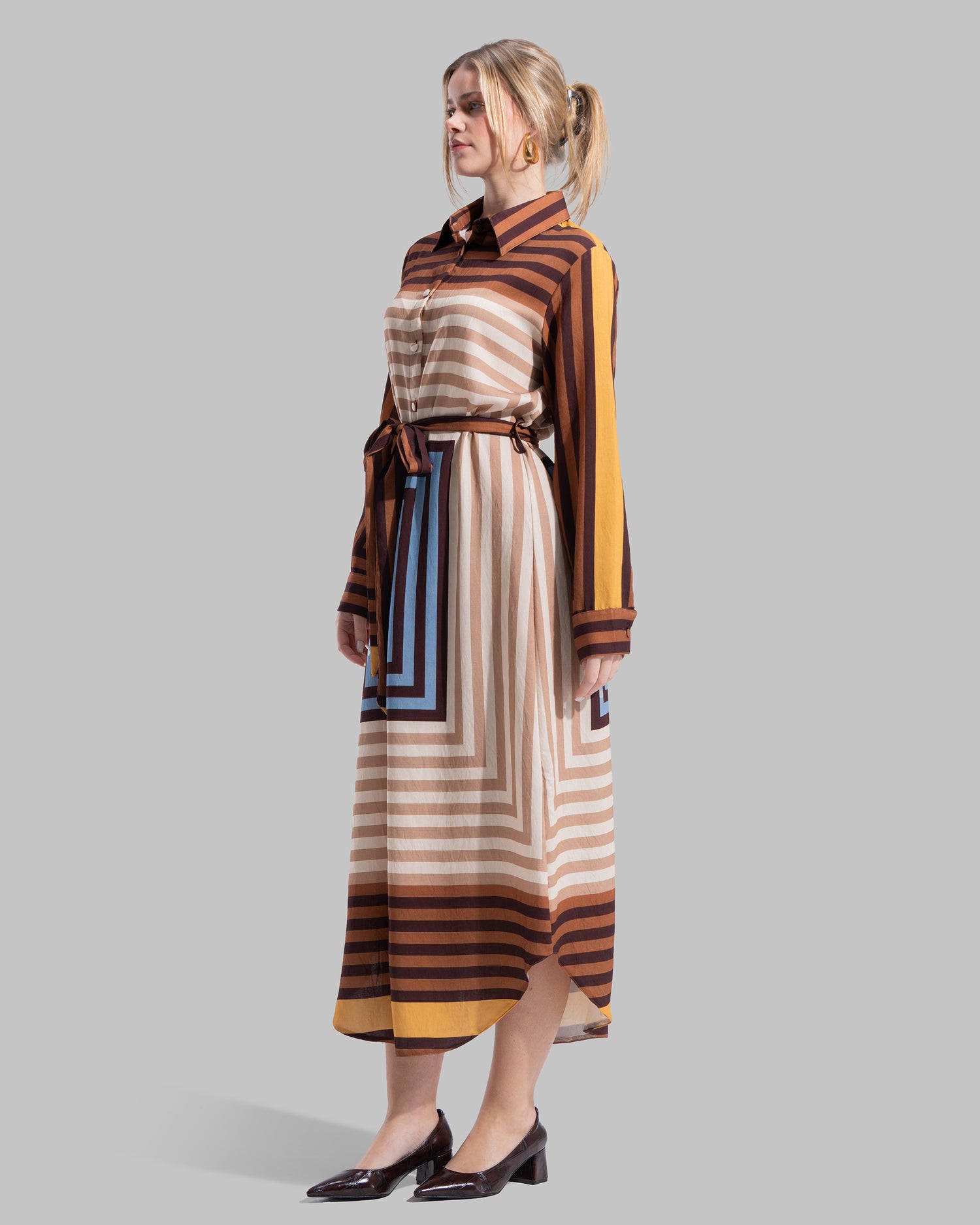 midi shirt dress with amatching belt.