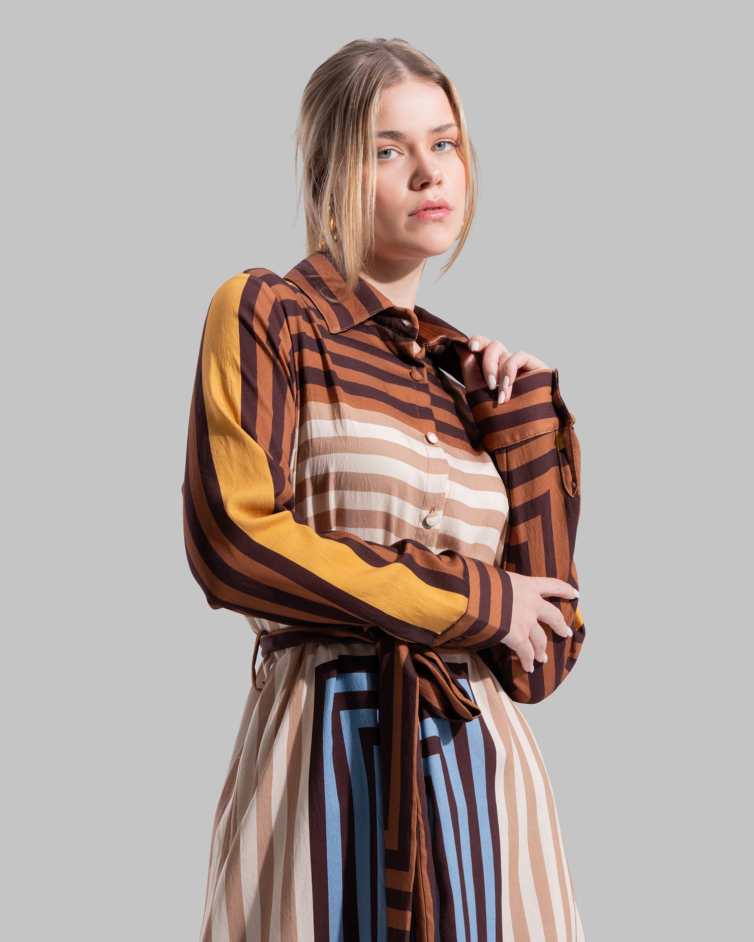 midi shirt dress with amatching belt.