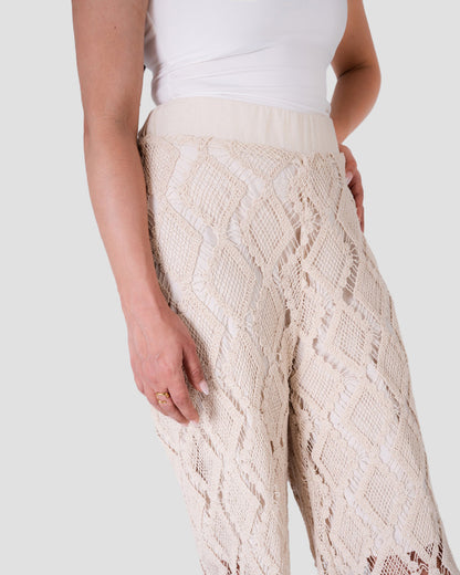 OPEN-KNIT WIDE-LEG PANTS