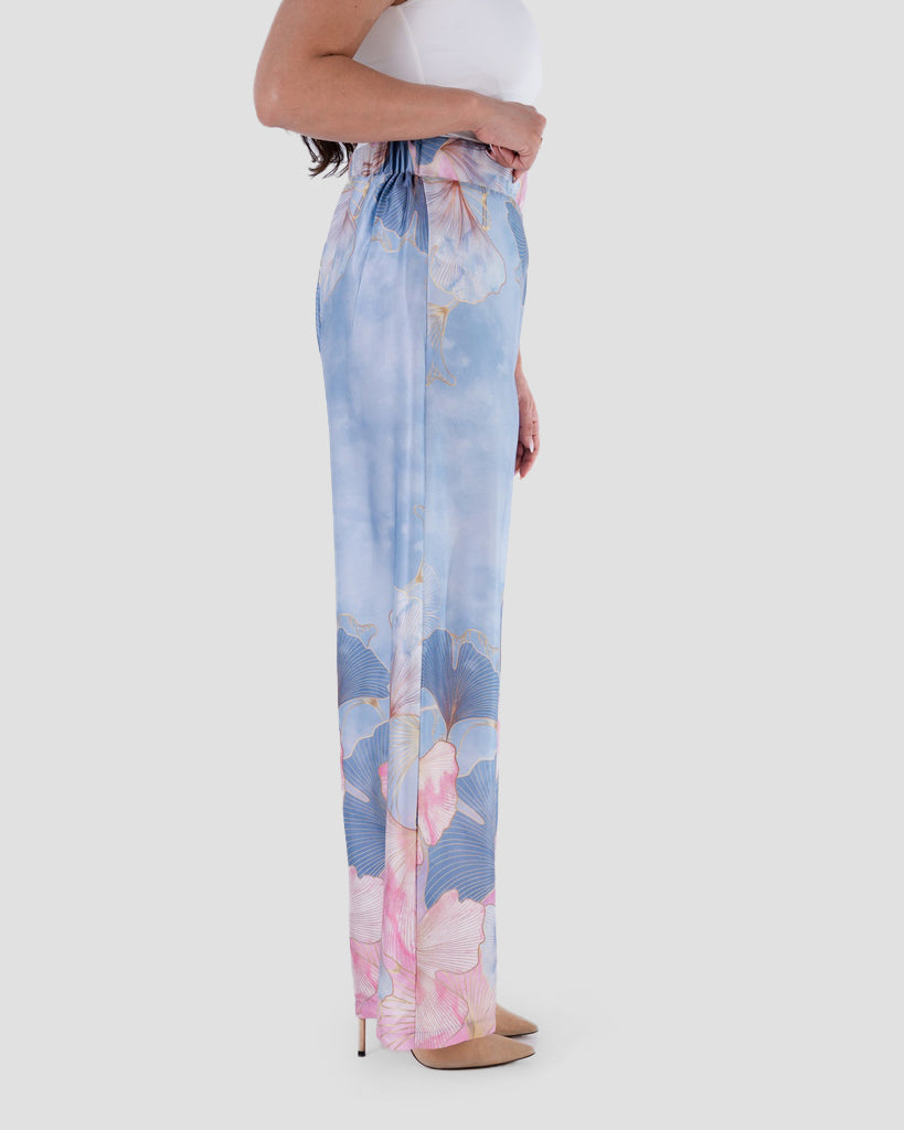 FLORAL PRINT WIDE-LEG TROUSERS