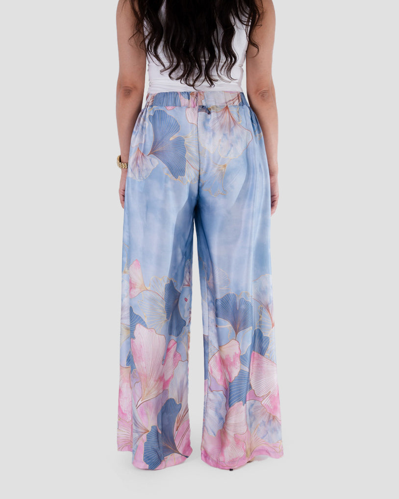 FLORAL PRINT WIDE-LEG TROUSERS
