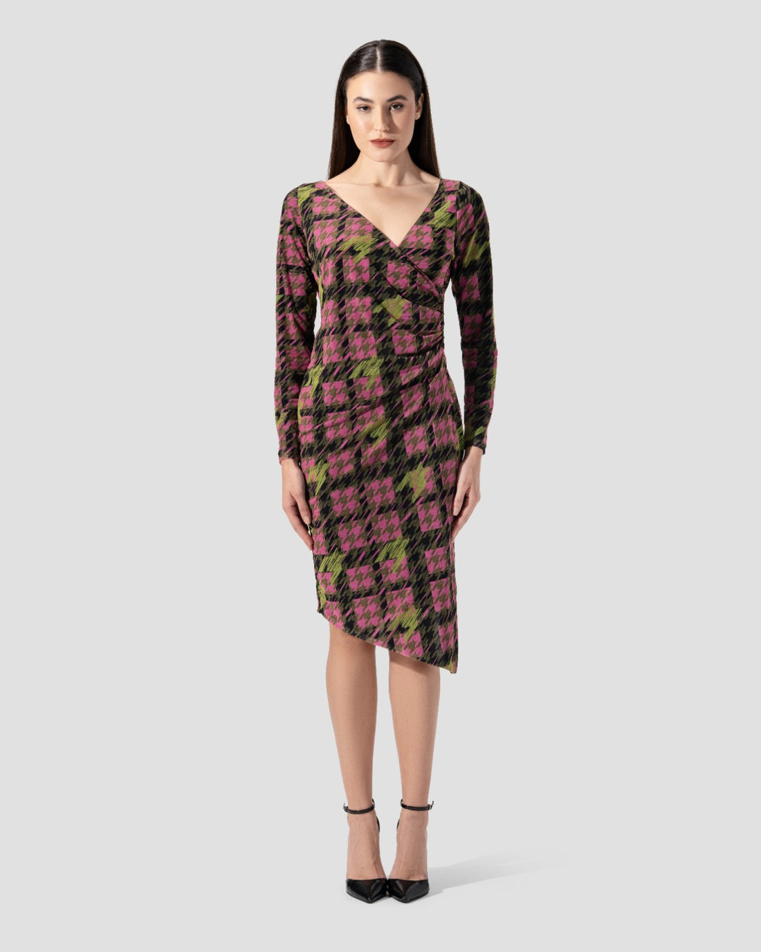 Printed wrap midi dress