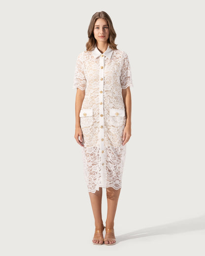 Vintage Lace Slim Mid Dress