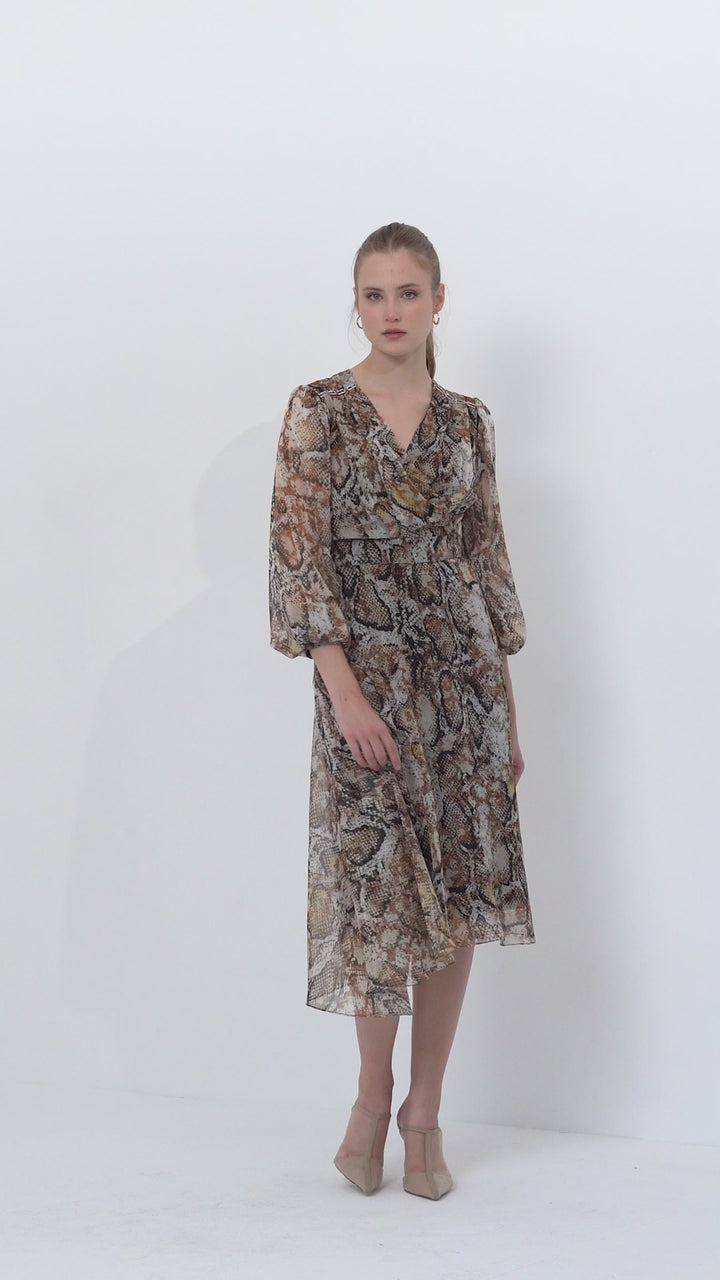 SNAKE PRINT MIDI DRESS